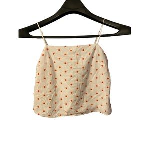 Jun & Ivy Polka Dot Cropped Tank Size S women Layer for winter white with pink